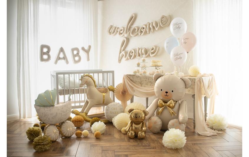 Partydeco Folienballon Bär, Gold, 38 x 42 cm, 1 Stück