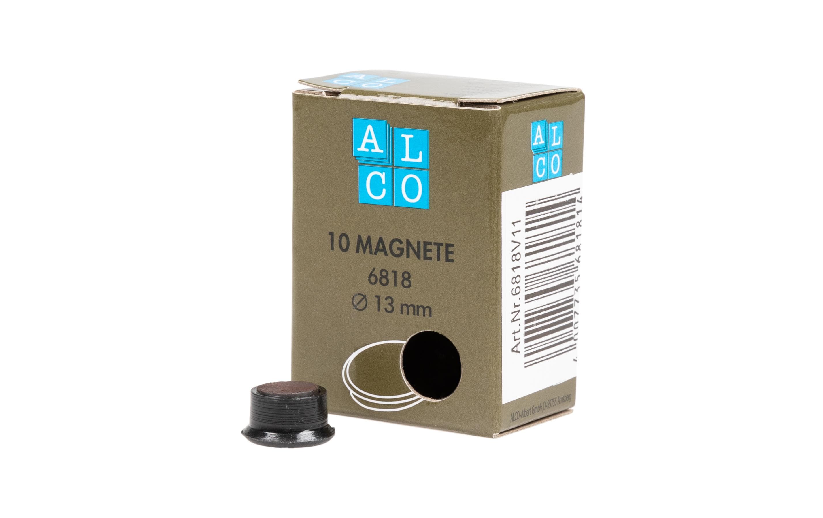 Alco Hakenmagnet Ø 13 mm, 10 Stück, Schwarz