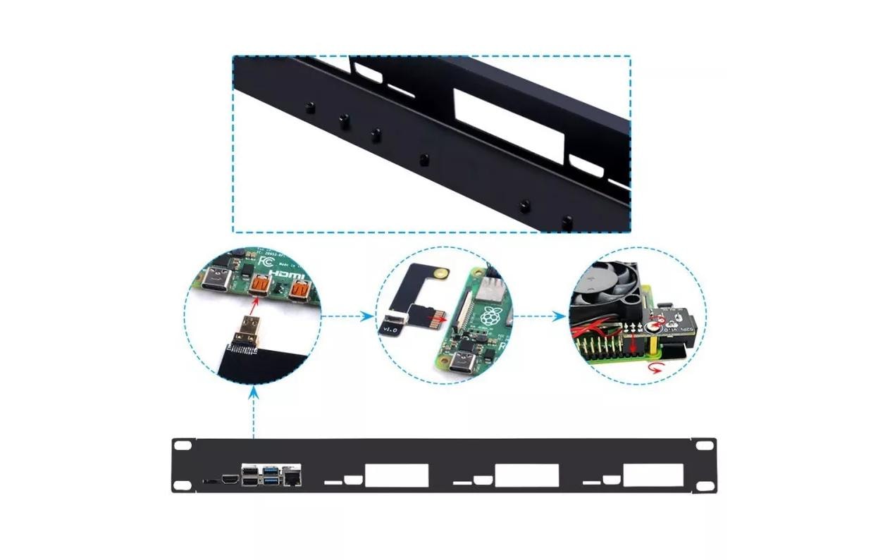 Raspberry Pi U1 Rack-Server-Halterung für Raspberry Pi 4B