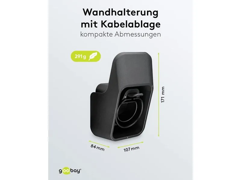 Goobay Wandhalterung mit Kabelablage für Ladekabel Typ-2 Goobay Wandhalterung mit Kabelablage für Ladekabel Typ-2
