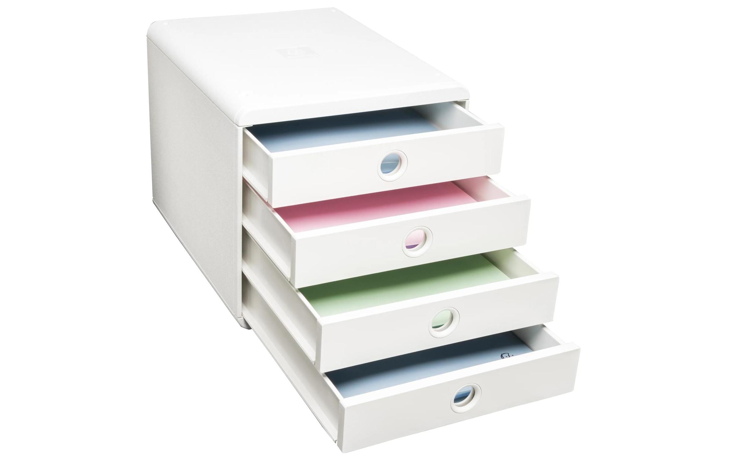 Exacompta Schubladenbox Pop-Box AutentiK, 4 Schubladen, Weiss