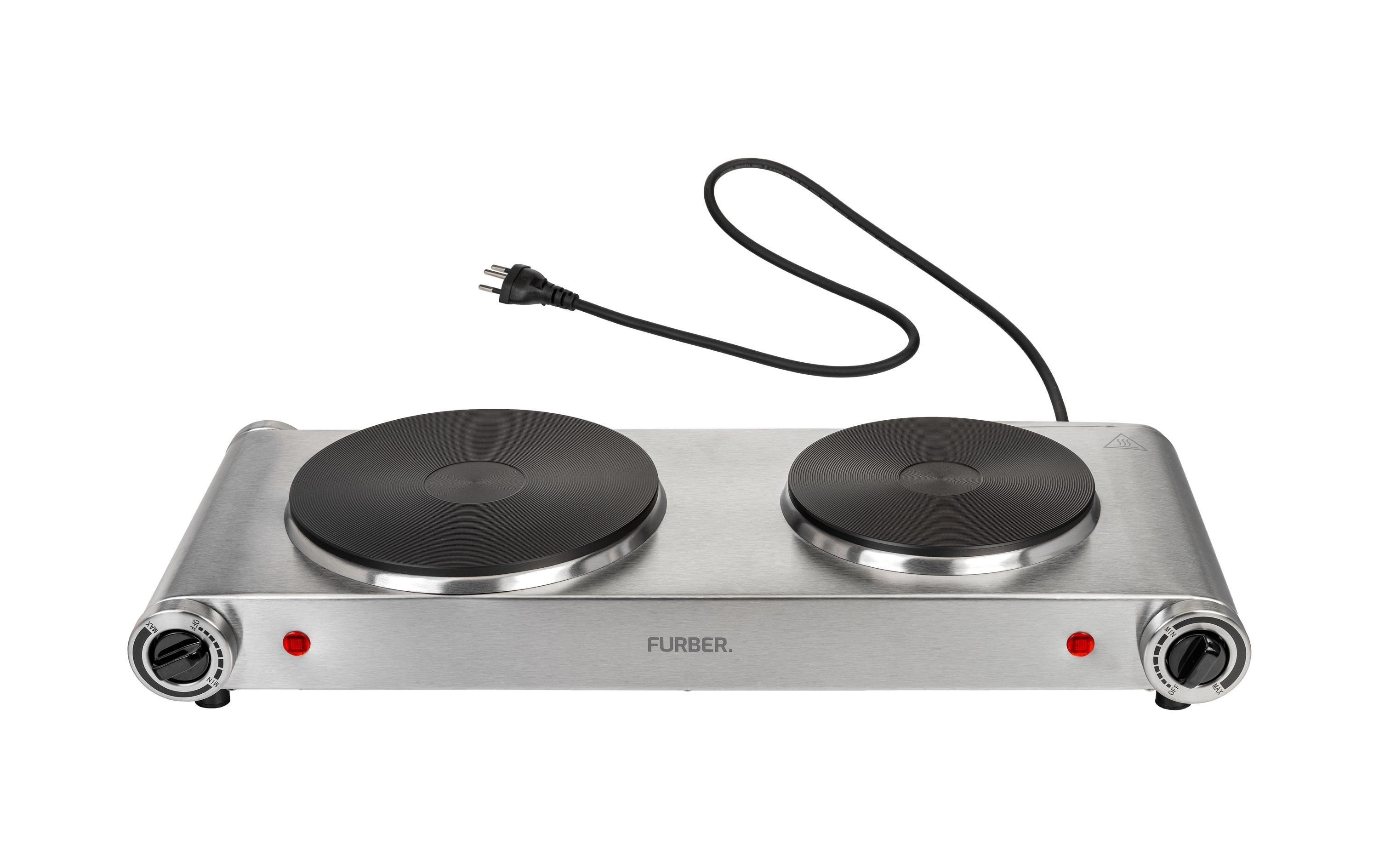 FURBER Doppelkochplatte Silber, 1500 W / 1000 W