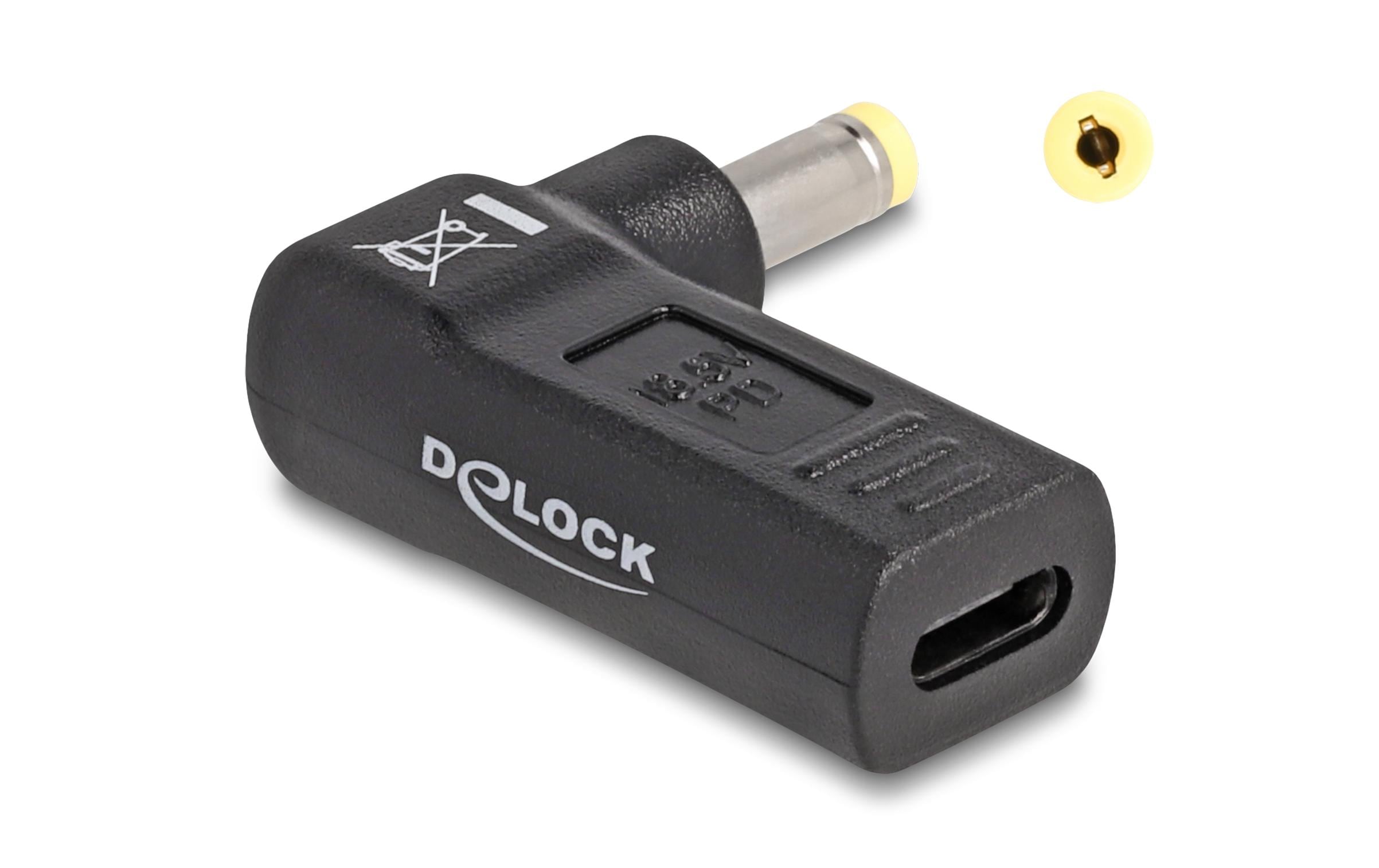 Delock Adapter USB-C zu HP 4.8 x 1.7 mm 90° gewinkelt Delock Adapter USB-C zu HP 4.8 x 1.7 mm 90° gewinkelt