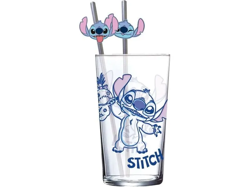 Stor Lilo & Stitch Glass Tumbler with Straws Stitch 485 ml Stor Lilo & Stitch Glass Tumbler with Straws Stitch 485 ml