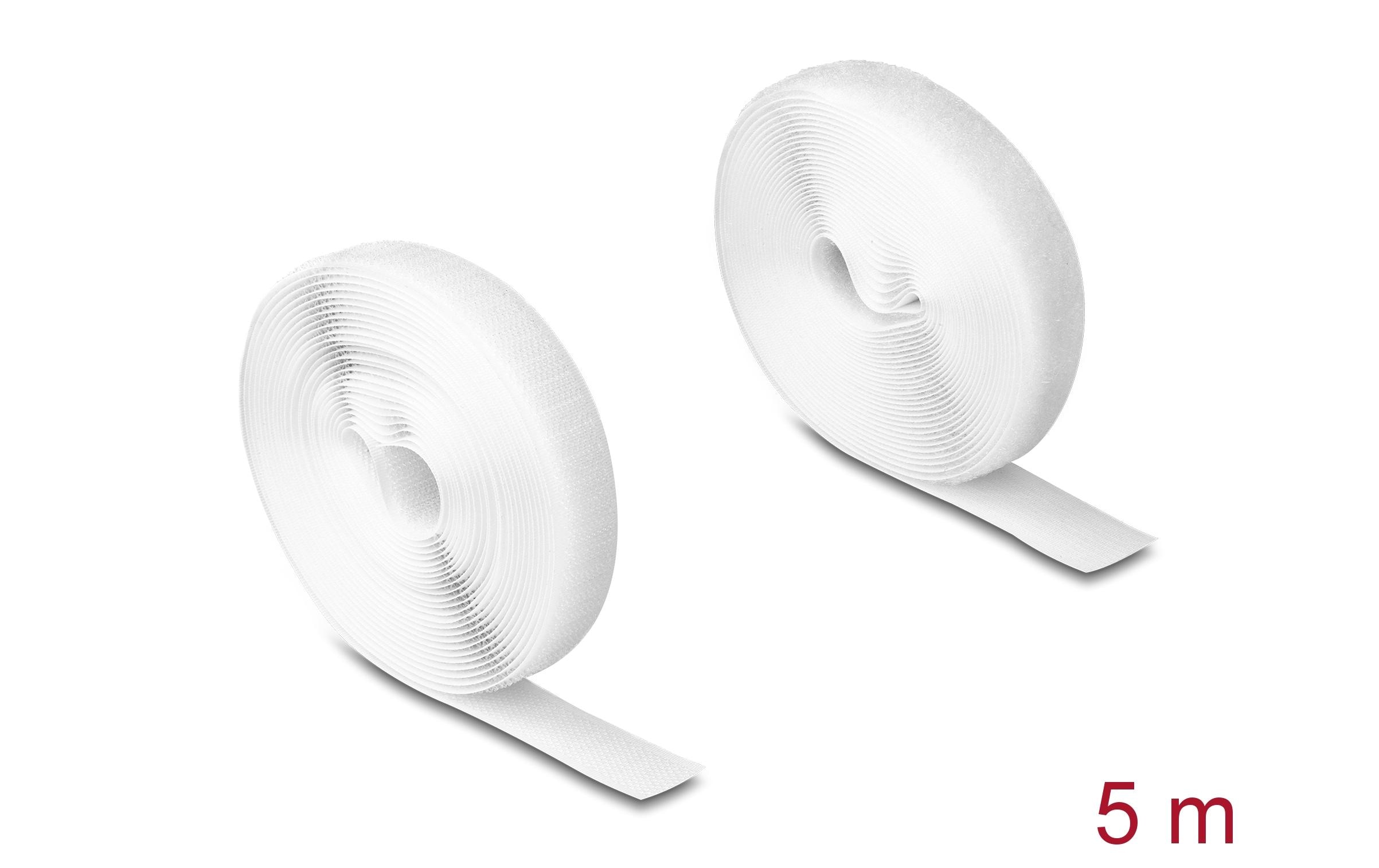 Delock Klettband 5 m x 20 mm mit Haft- und Flauschband Weiss