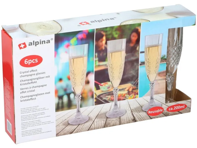 alpina Champagnerglas 200 ml, 6 Stück, Transparent