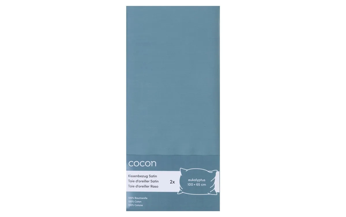 COCON Kopfkissenbezug Satin 65 x 100 cm, Eukalyptusgrün, 2 Stück COCON Kopfkissenbezug Satin 65 x 100 cm, Eukalyptusgrün, 2 Stück
