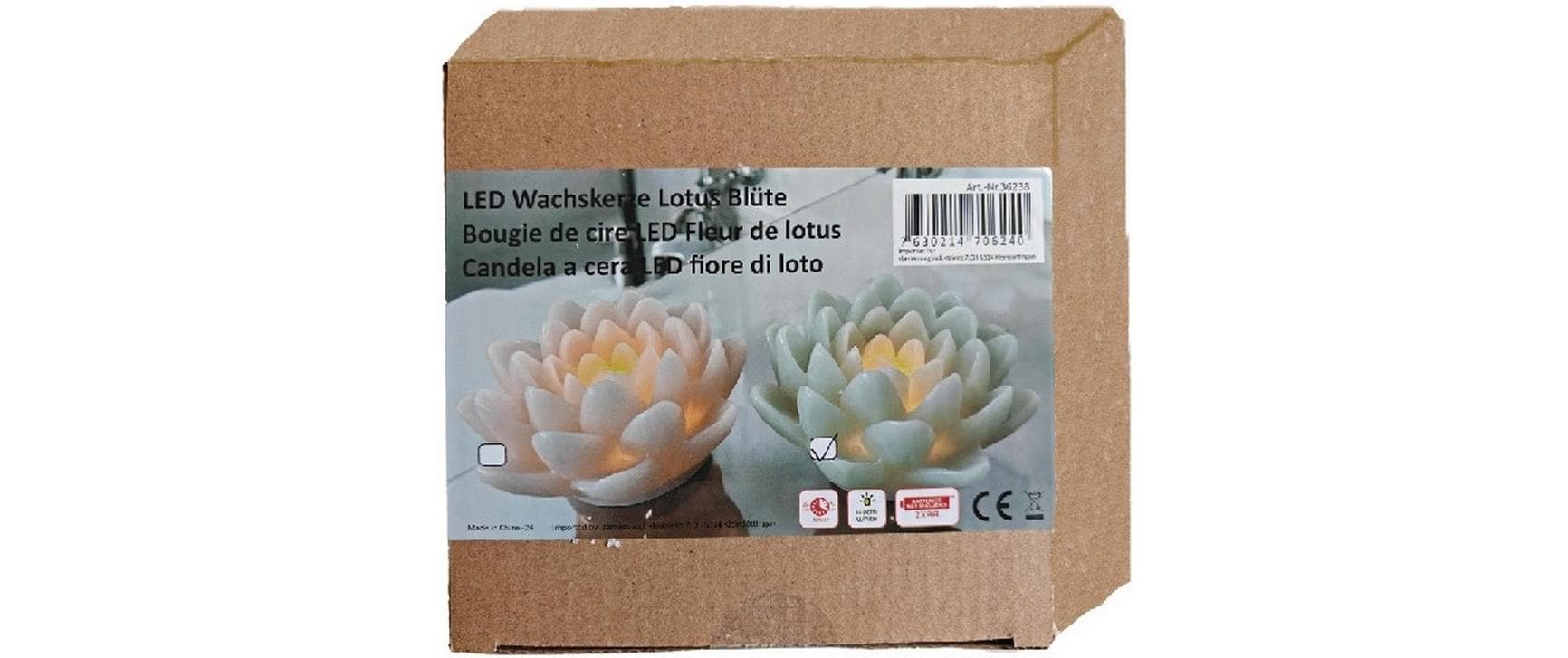 Dameco LED Wachskerze Lotus Blüte 2er Set rosa und türkis grün