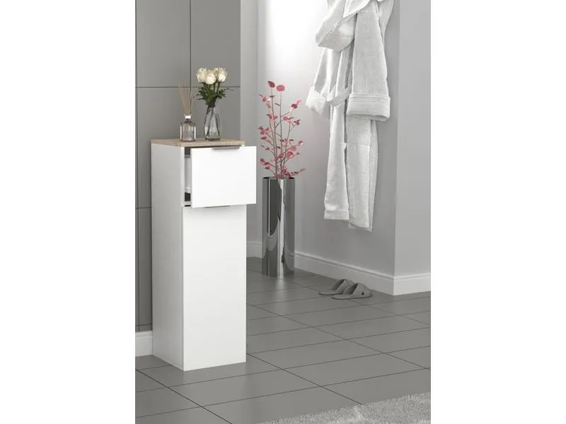 VCM Badezimmerregal Donali 30 x 95 cm, Braun/Weiss