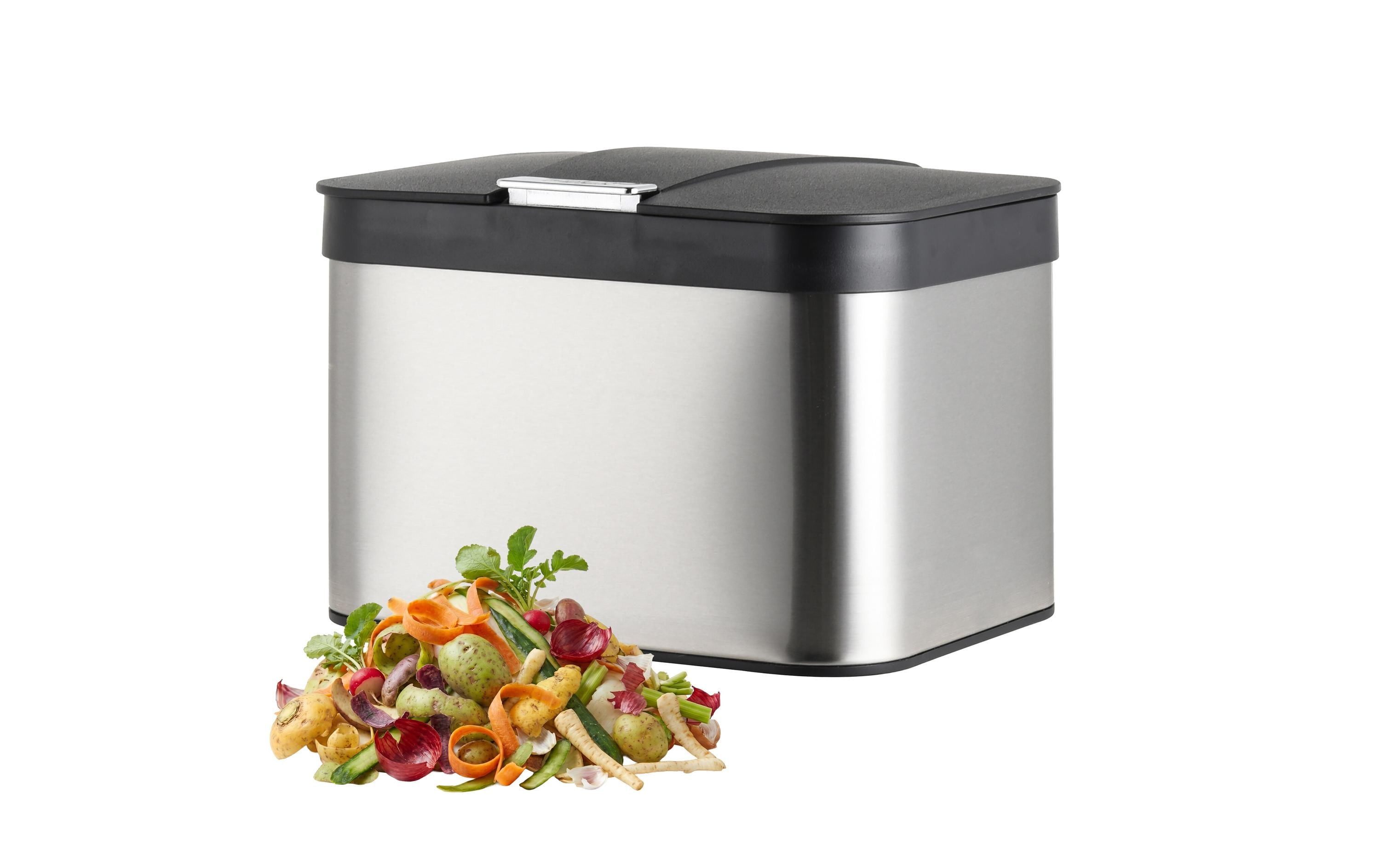 relaxdays Biomüllsammler 4.5 l, Schwarz/Silber