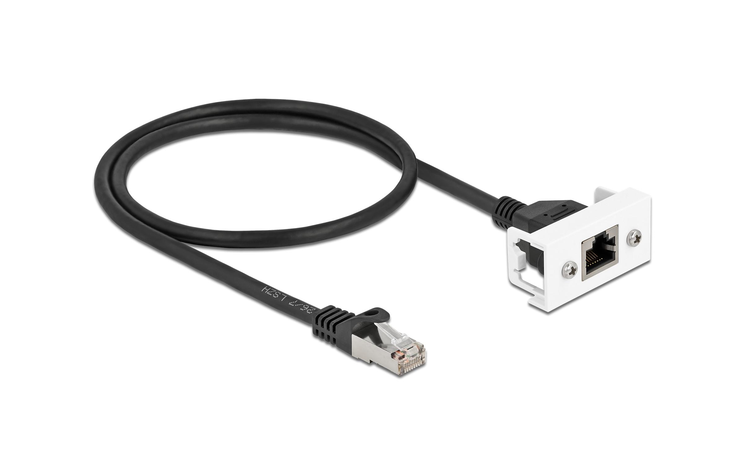 Delock Patchkabel für Easy 45 Modul Cat 6A, S/FTP, 0.5 m, Schwarz Delock Patchkabel für Easy 45 Modul Cat 6A, S/FTP, 0.5 m, Schwarz