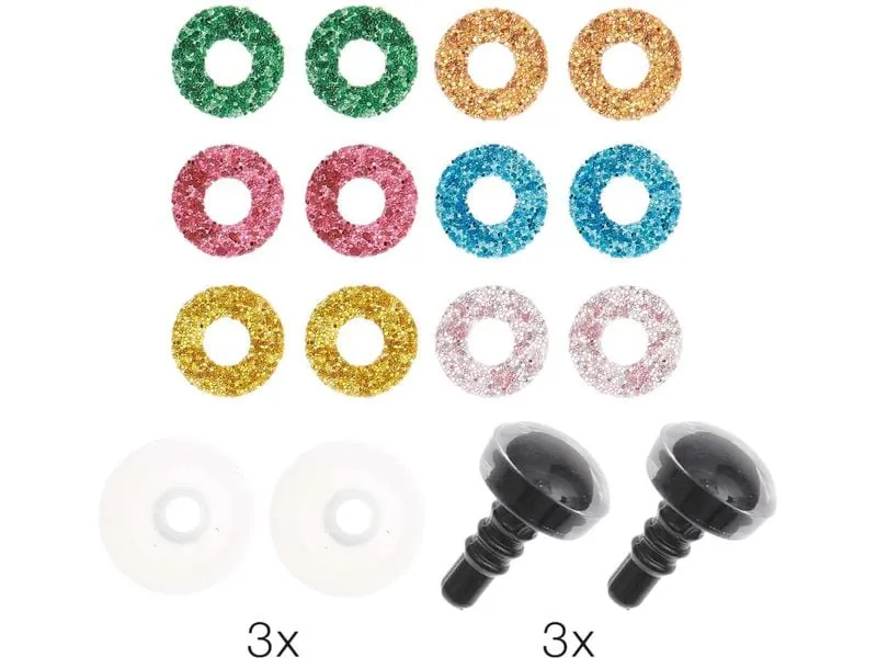 Rico Design Sicherheitsaugen mit 6 Farben zur Auswahl 9 mm 6 Stk. Rico Design Sicherheitsaugen mit 6 Farben zur Auswahl 9 mm 6 Stk.