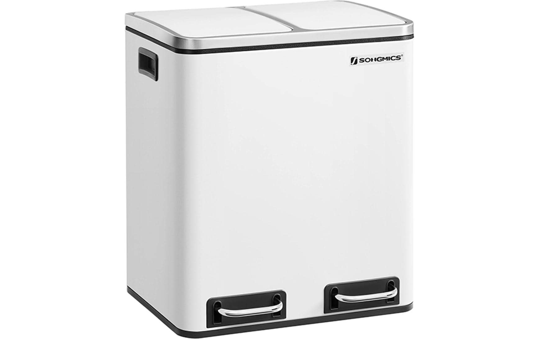 Songmics Abfalleimer mit Inneneimern und Griffen 2 x 15 l, Weiss