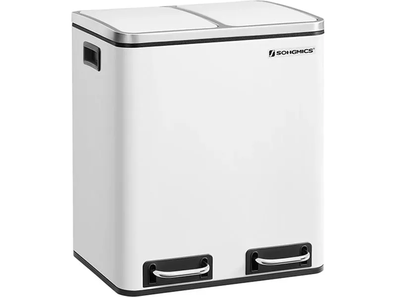 Songmics Abfalleimer mit Inneneimern und Griffen 2 x 15 l, Weiss