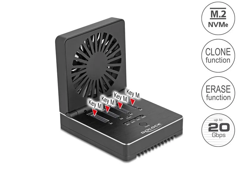 Delock M.2 Dockingstation USB 20 Gbps, für 4 x M.2 NVMe PCIe SSD