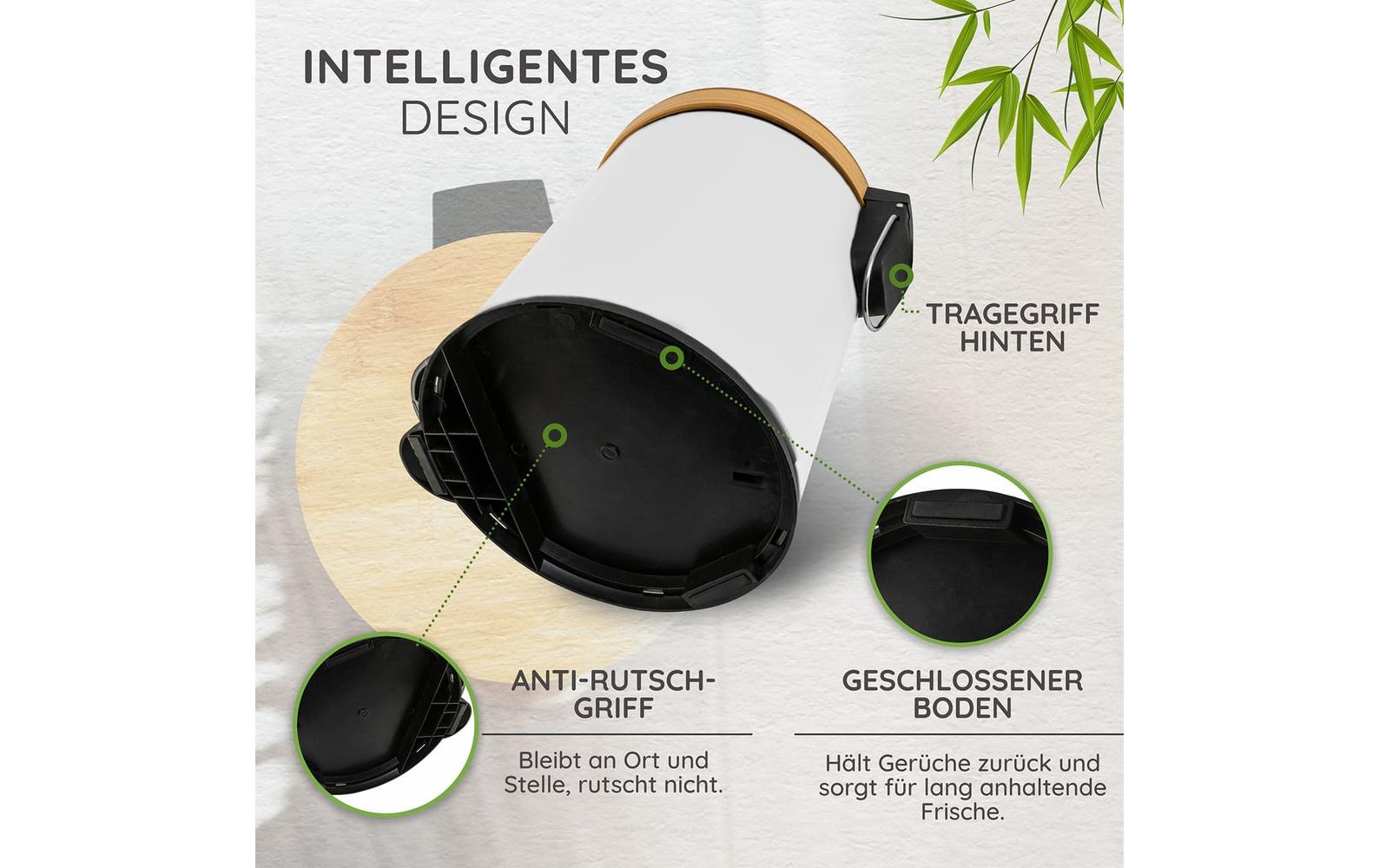 Exitoso Tretmülleimer mit Softclose-Deckel 5 l, Weiss