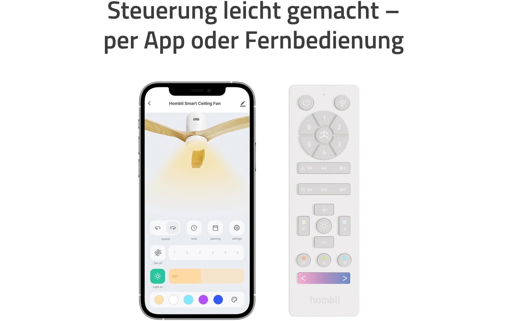 hombli Deckenventilator 1320 mm, Hellbraun