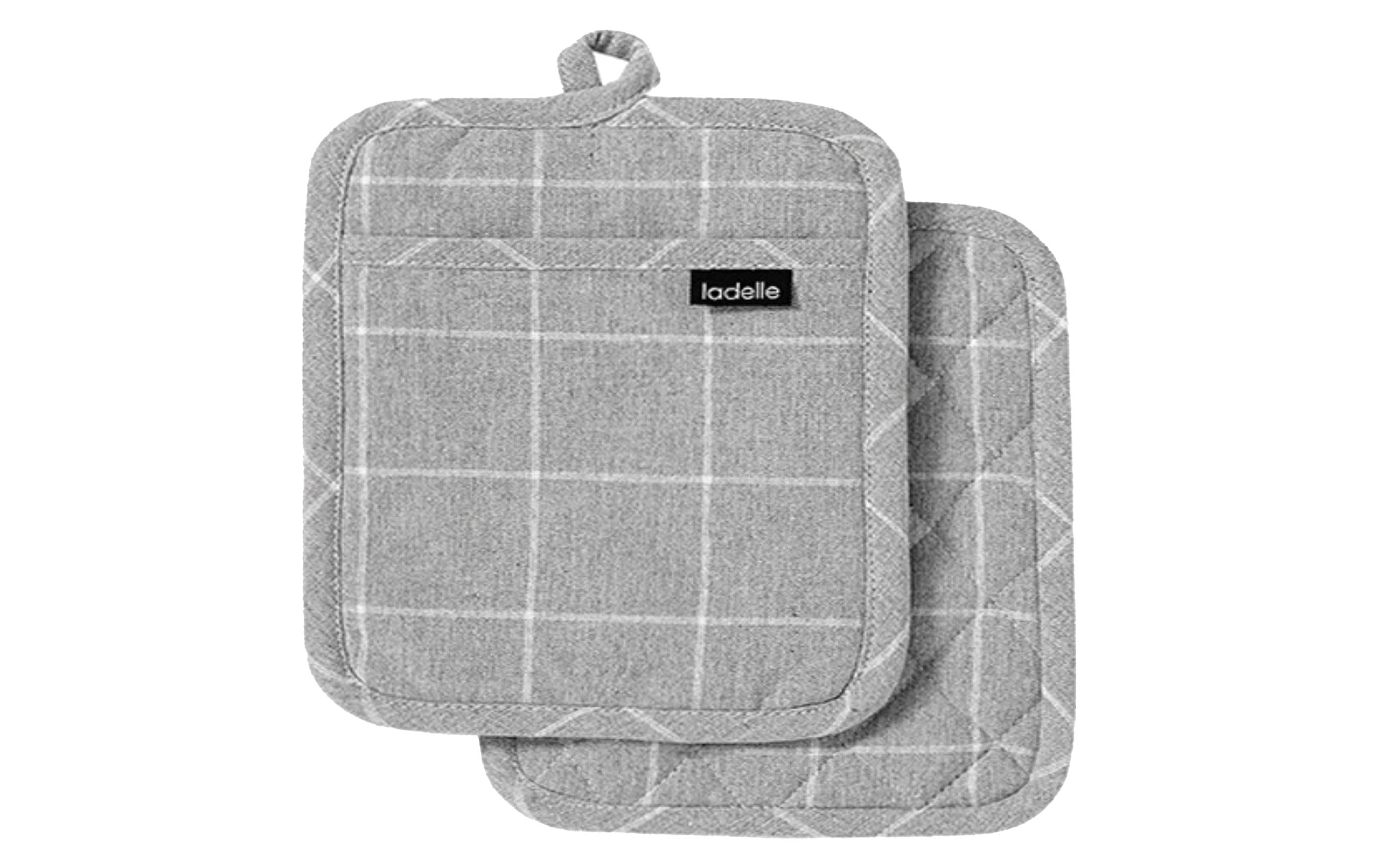 Ladelle Topflappen Eco Check 2 Stück, Grau