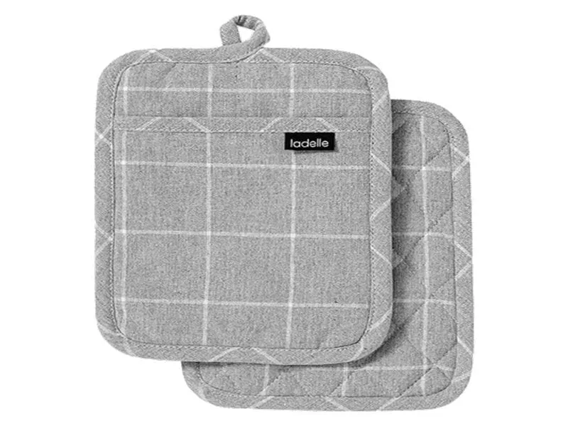 Ladelle Topflappen Eco Check 2 Stück, Grau