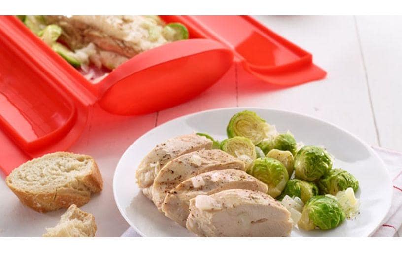 Lékué Mikrowellen-Dampfgarer Rot