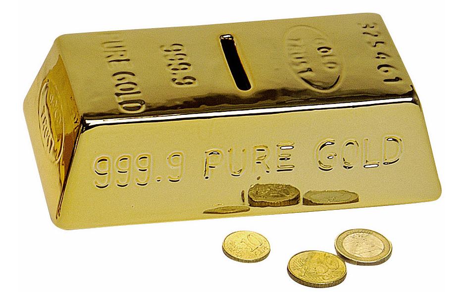 G. Wurm Spardose Goldbarren, aus Keramik, 16 cm G. Wurm Spardose Goldbarren, aus Keramik, 16 cm