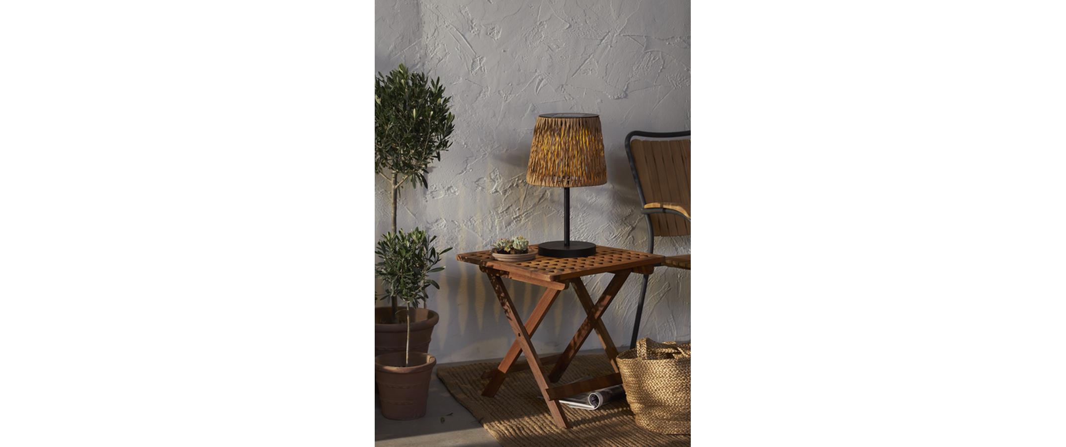 Star Trading Tischleuchte Solar Cesta, 48 cm, Braun/Schwarz