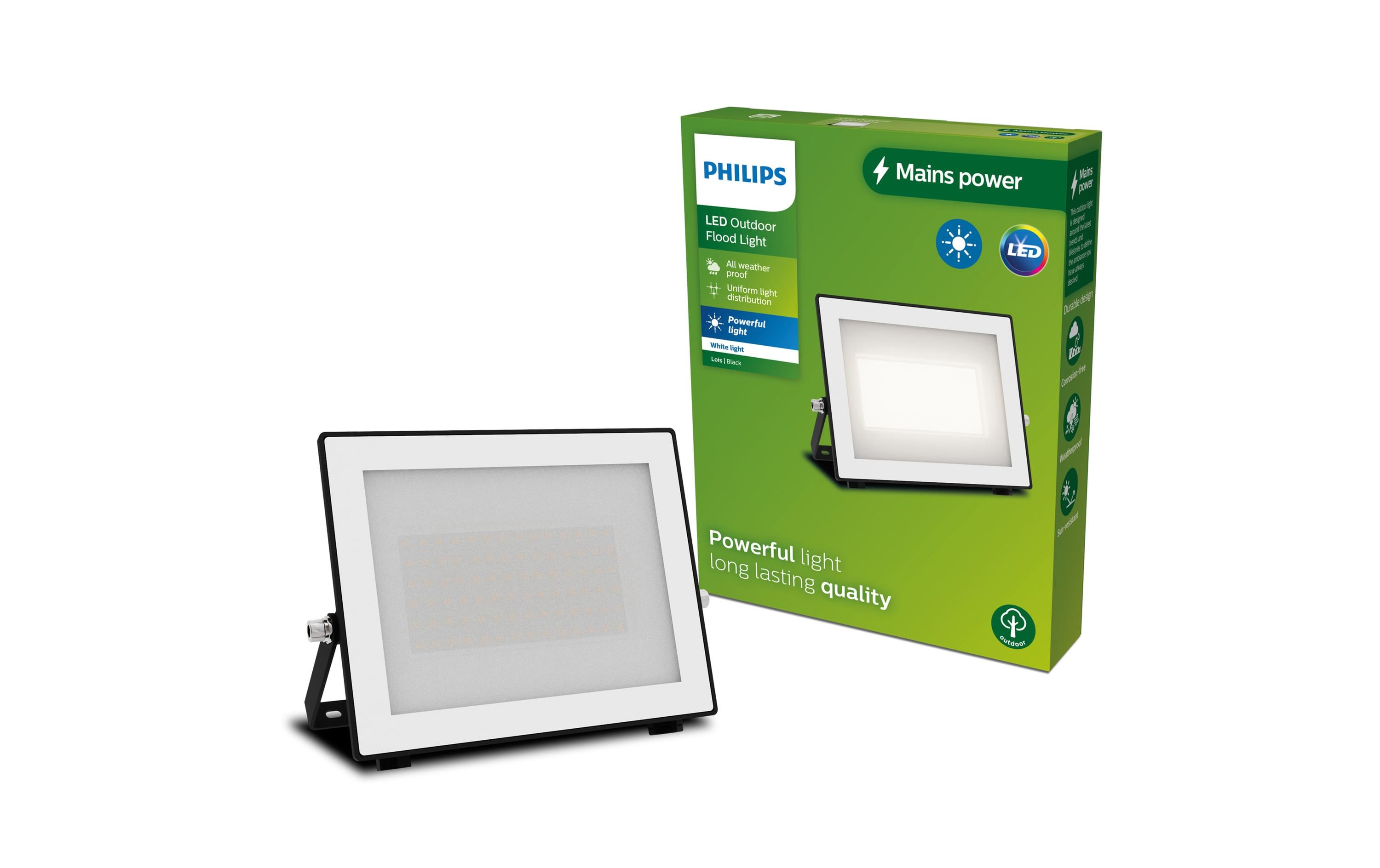 Philips Lois Flutlicht 50W 3000K IP65 schwarz 50 W
