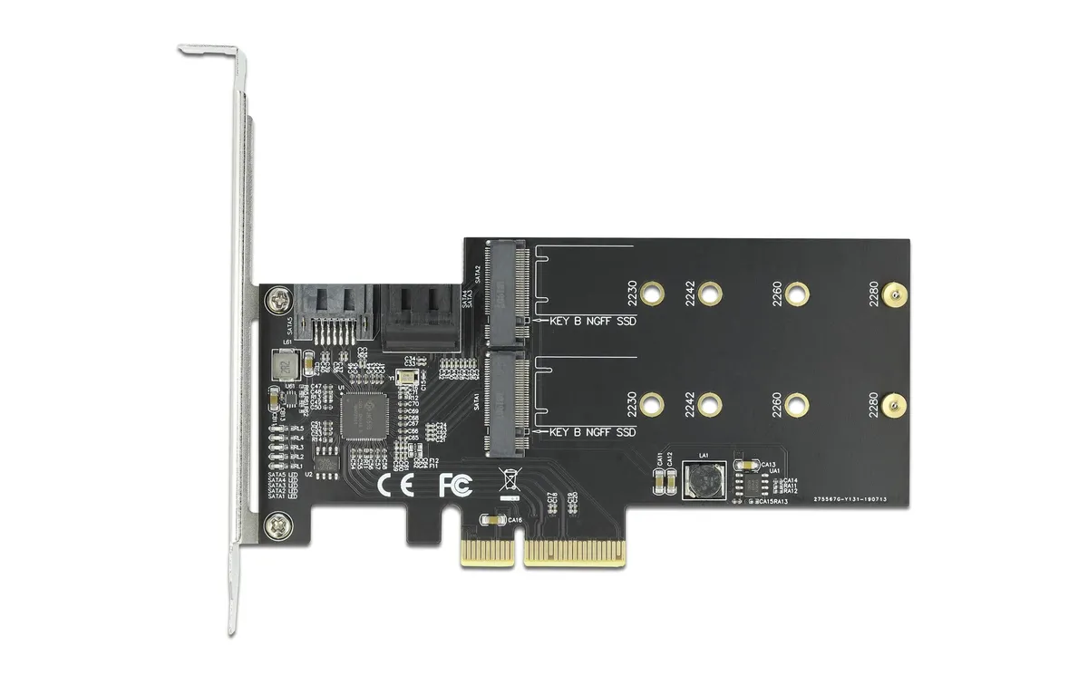 Delock SATA-Controller PCI-Ex4 - 3xSATA3, 2xM.2 Key-B Delock SATA-Controller PCI-Ex4 - 3xSATA3, 2xM.2 Key-B