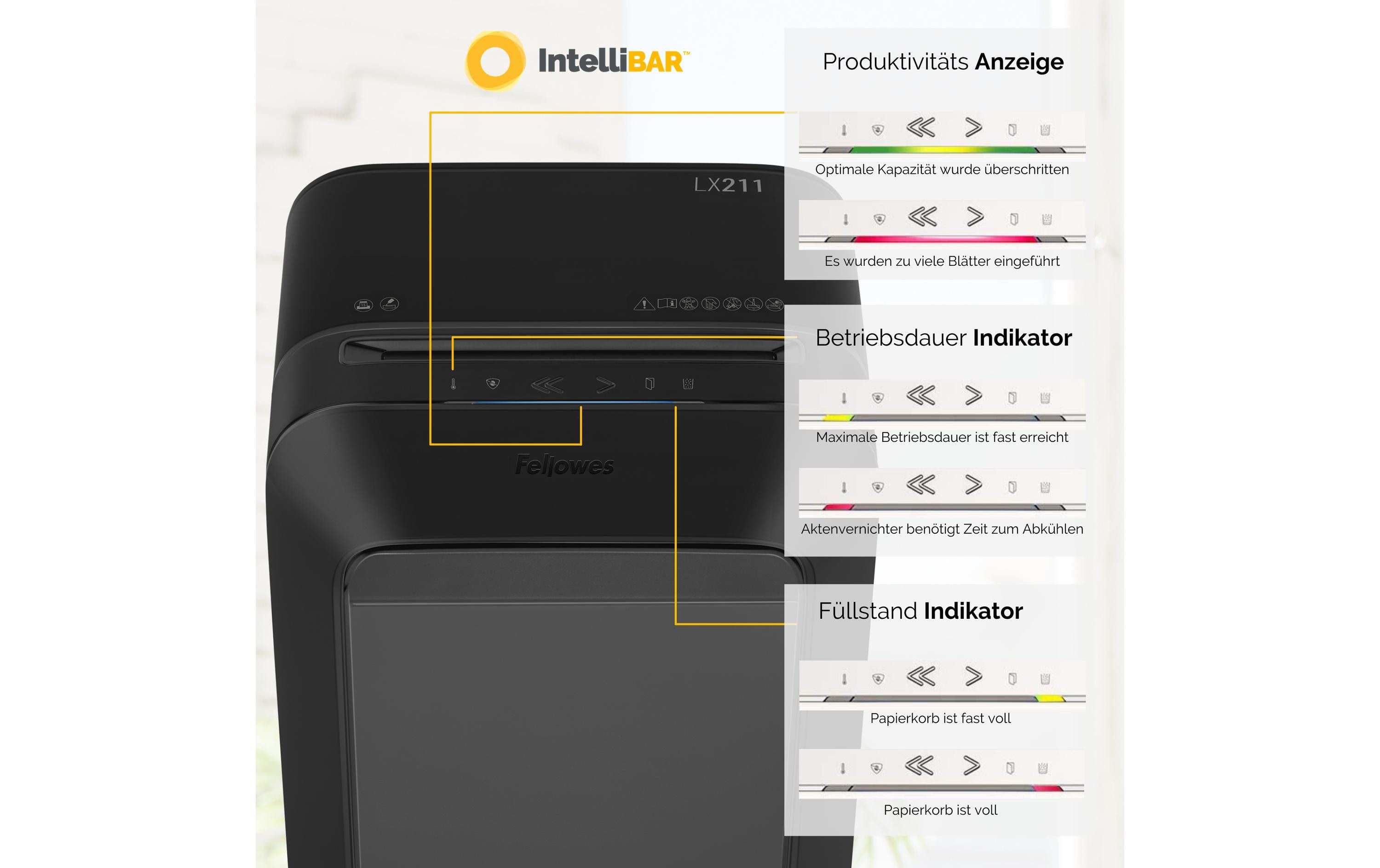 Fellowes Aktenvernichter LX211 P-5, 15 Seiten, Schwarz