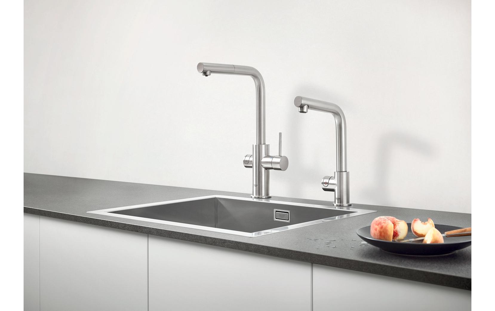 GROHE Küchenarmatur Blue Professional L-Auslauf Set Supersteel