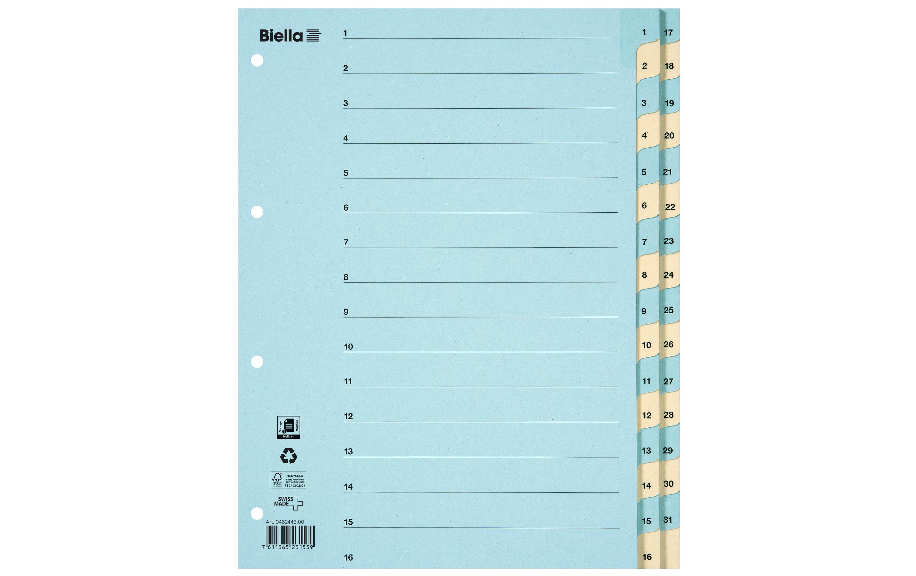 Biella Register A4 1 - 31 Karton