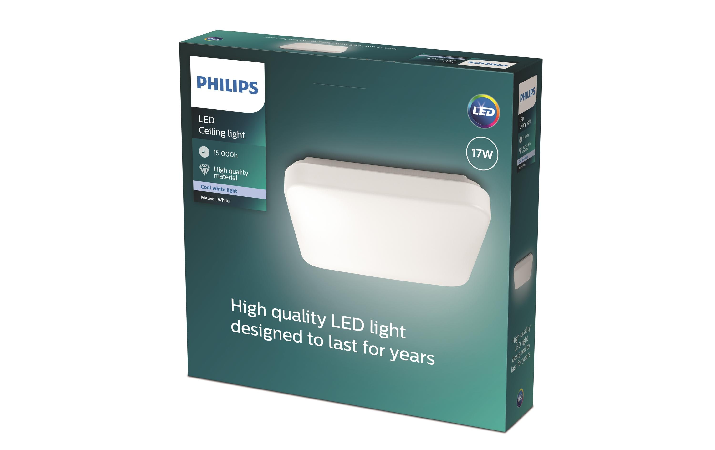 Philips myLiving LED Deckenleuchte Mauve, 2000 lm, Weiss, viereckig