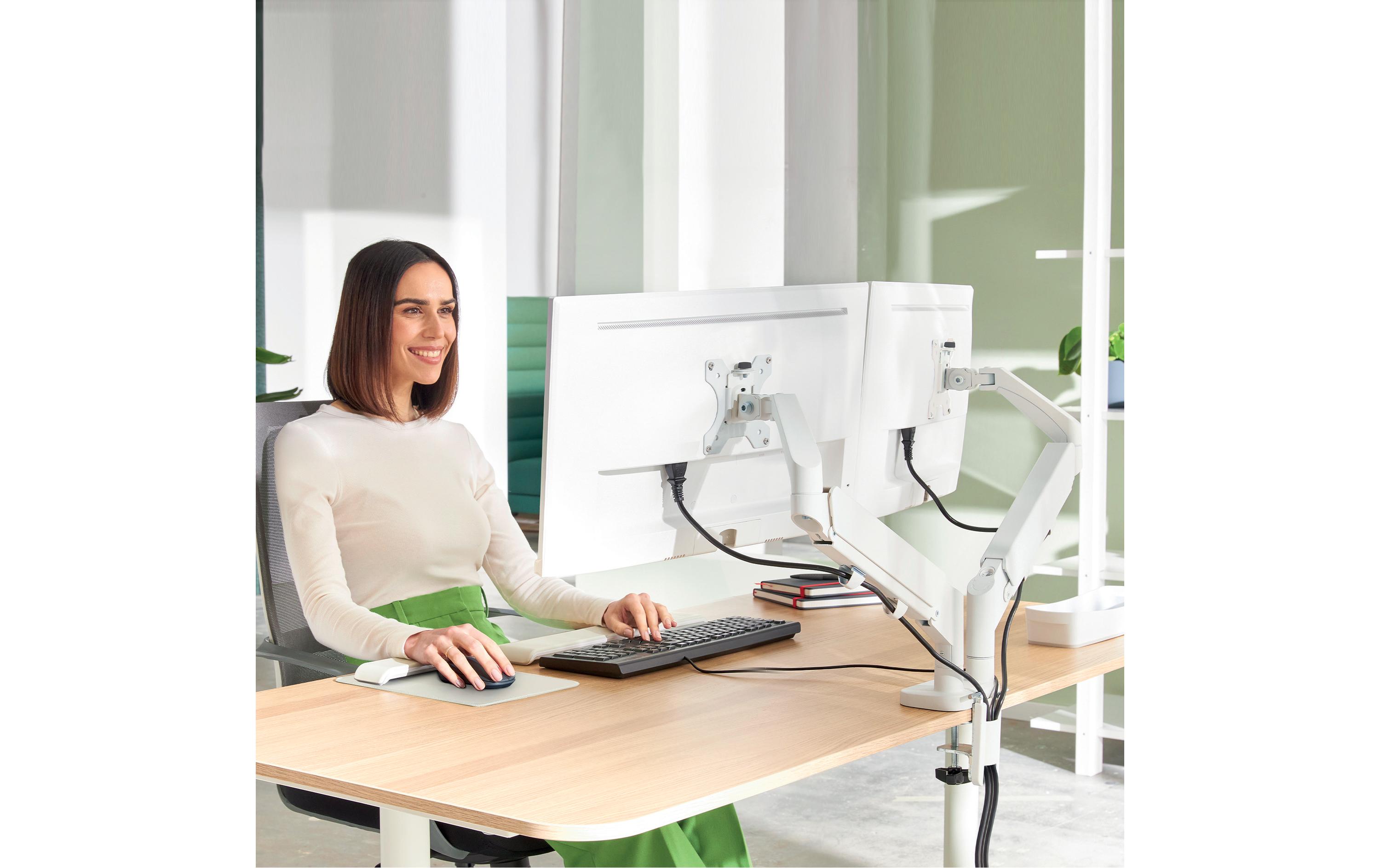 Leitz Tischhalterung Dual Monitorarm Ergo bis 9 kg – Grau