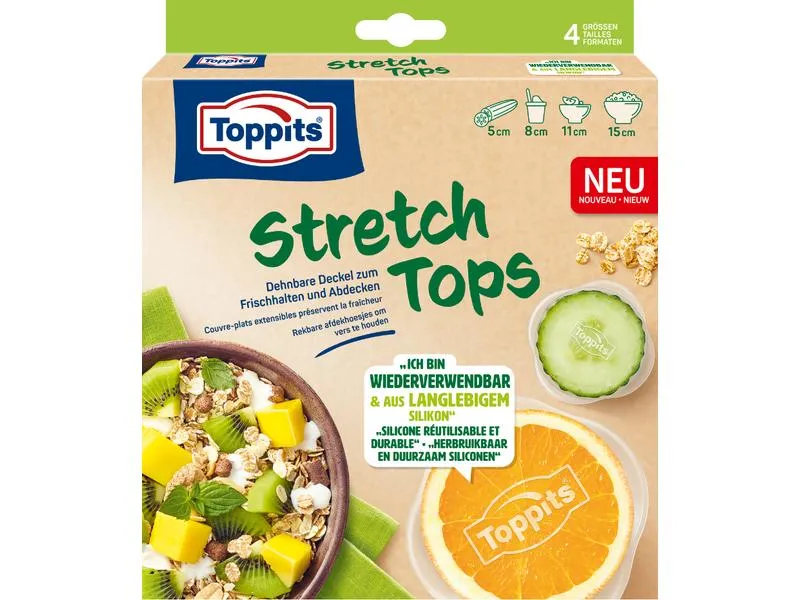 Toppits Frischhalte Abdeckhaube Stretch Tops 4 Stück, Transparent Toppits Frischhalte Abdeckhaube Stretch Tops 4 Stück, Transparent