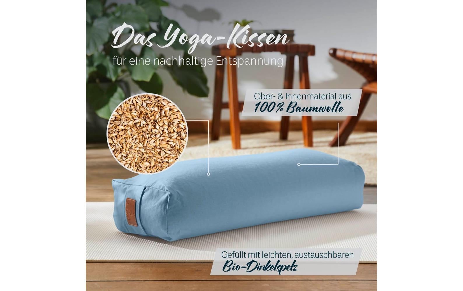DoYourYoga Yoga-Bolster Paravati Bio-Dinkelspelz, Hellblau
