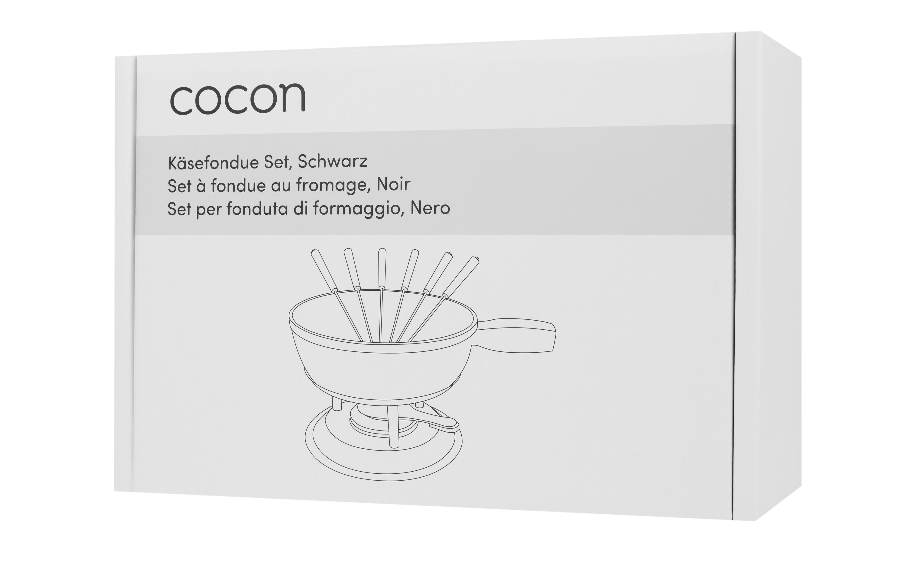 COCON Käsefondue-Set 10-teilig, Schwarz