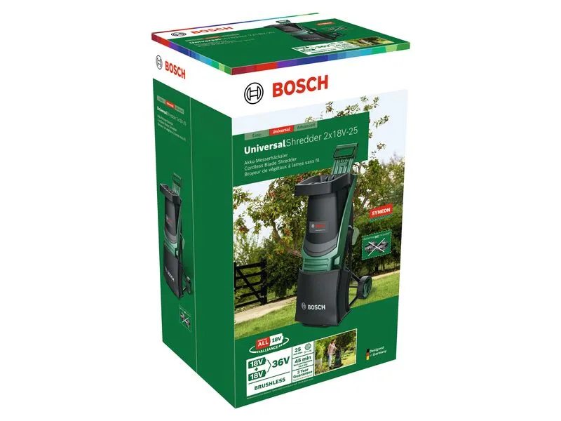 Bosch Häcksler UniversalShredder 2x18 V-25 25 mm 2x Akku