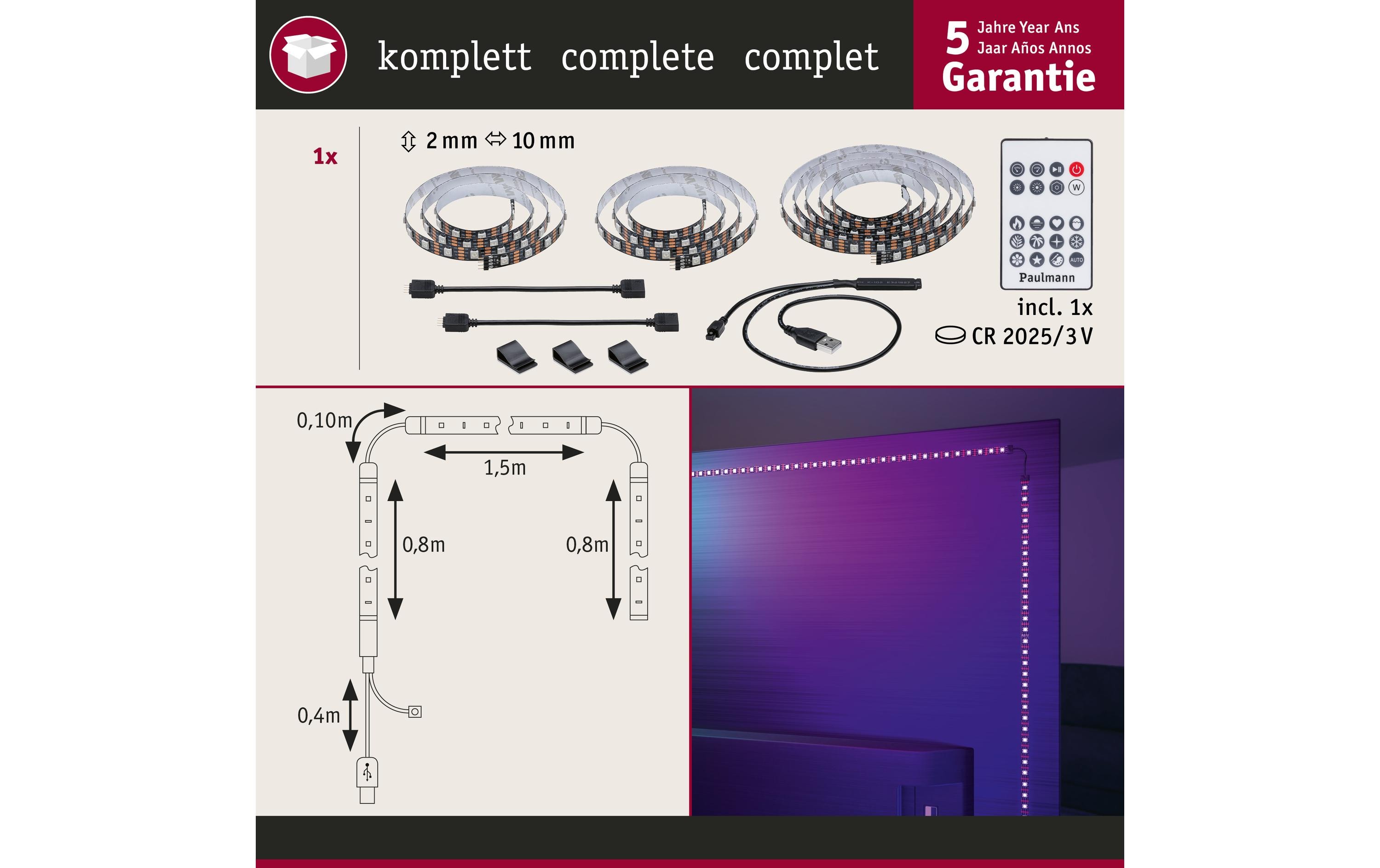 Paulmann EntertainLED USB Strip TV-Beleuchtung RGB+, 75