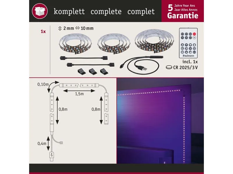 Paulmann EntertainLED USB Strip TV-Beleuchtung RGB+, 75