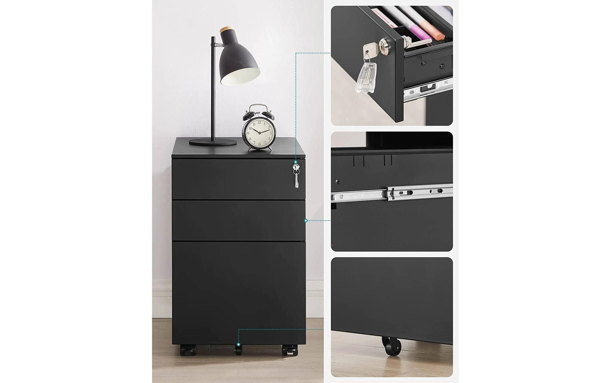 Songmics Rollcontainer, 39.0 x 52.0 x 60.0 cm, Schwarz