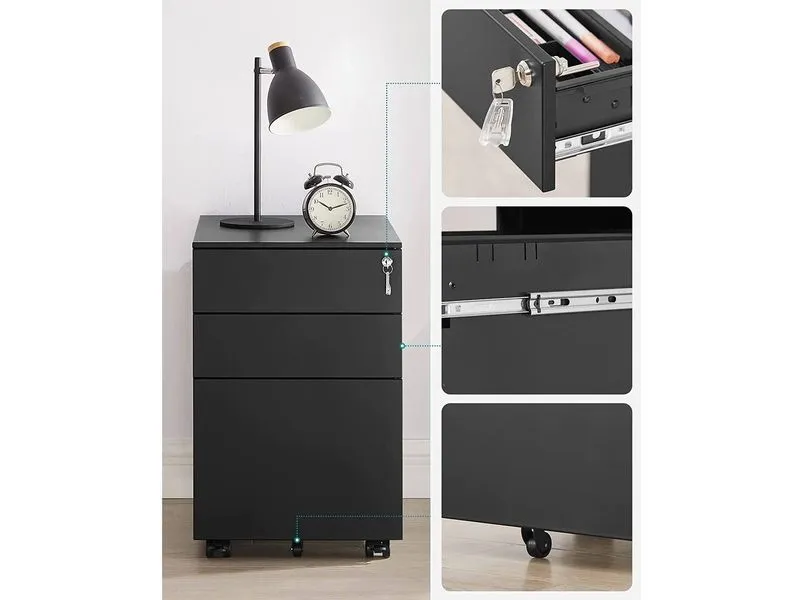 Songmics Rollcontainer, 39.0 x 52.0 x 60.0 cm, Schwarz