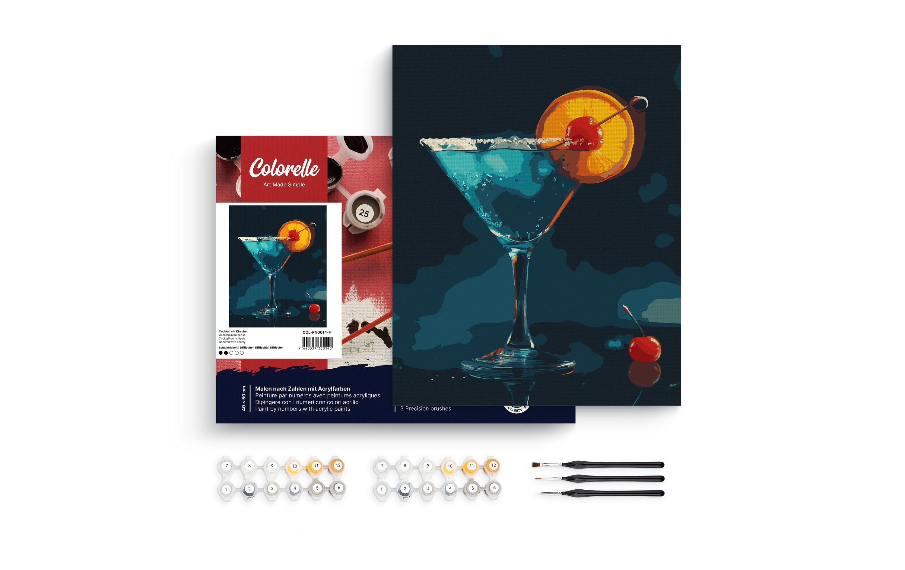 Colorelle Malen nach Zahlen Cocktail mit Kirsche Colorelle Malen nach Zahlen Cocktail mit Kirsche