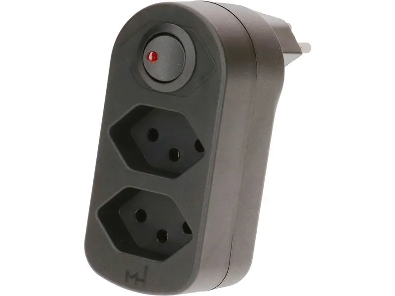 Max Hauri Mehrfachstecker ADAPT 2x Typ 13 drehbar Schalter Green+Fair