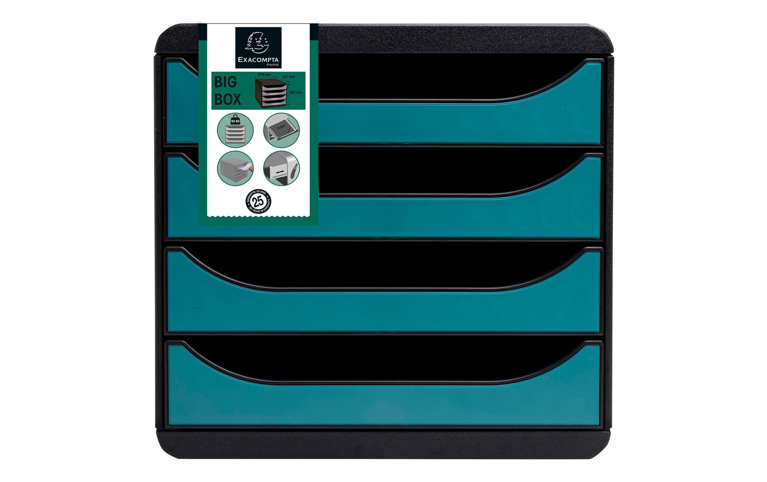 Exacompta Schubladenbox Big Box Skandi, 4 Schubladen, Pazifikblau