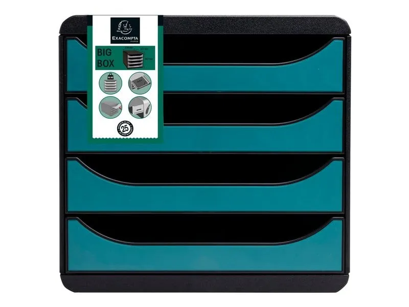 Exacompta Schubladenbox Big Box Skandi, 4 Schubladen, Pazifikblau