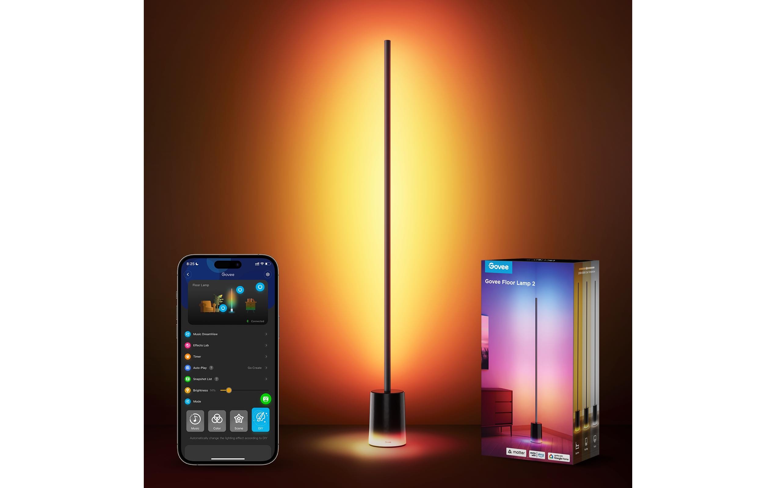 Govee Eck-Stehleuchte, Schwarz, Matter, RGBICWW, 1500 lm