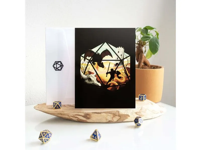 Glass Staff Grusskarte Dragon D20 Schwarz Glass Staff Grusskarte Dragon D20 Schwarz