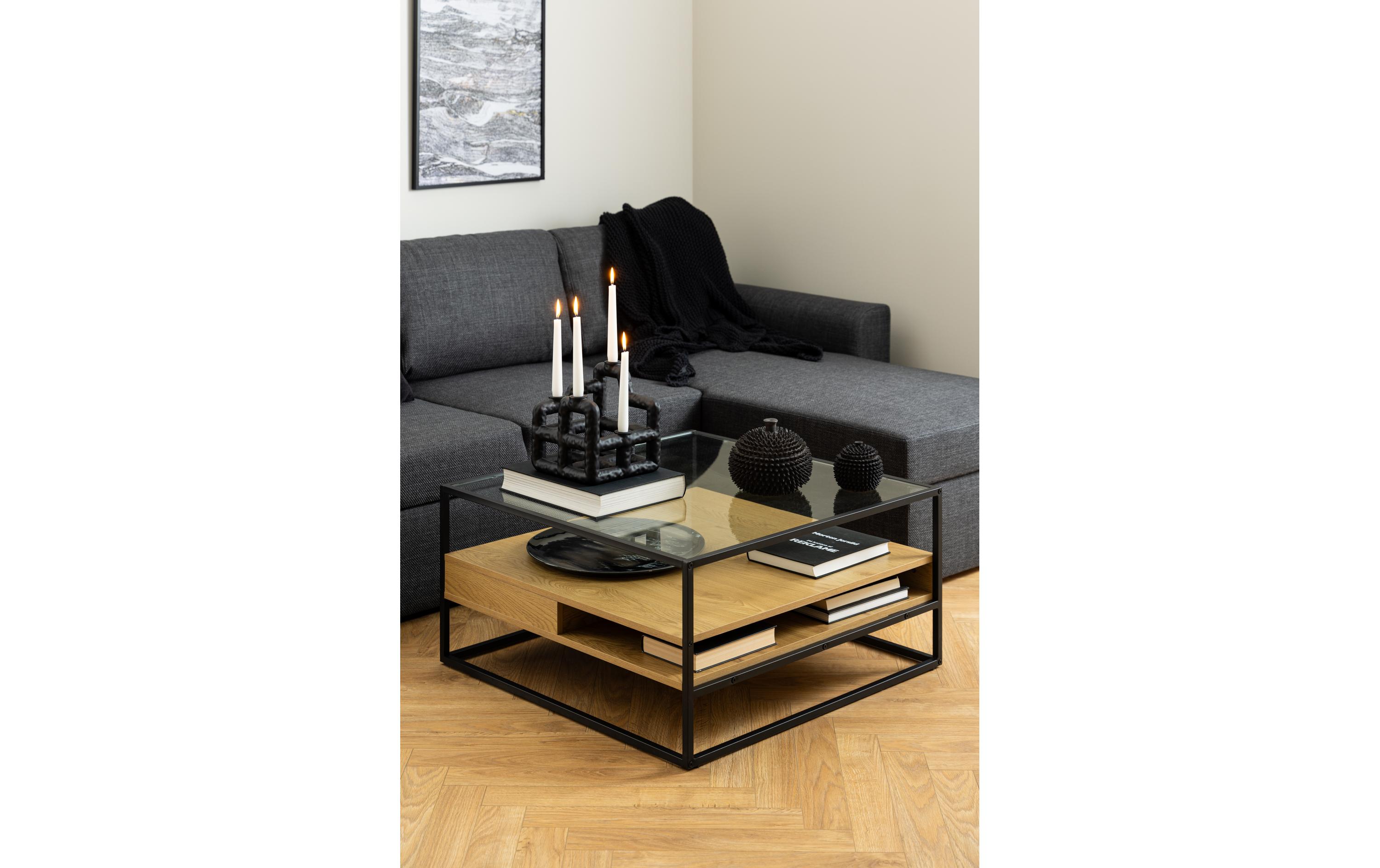 AC Design Couchtisch Randolf 80 cm x 40 cm, Nature/Schwarz