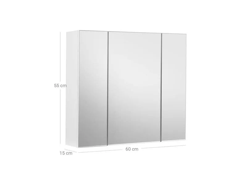 VASAGLE Badezimmerregal mit Spiegel 55 x 60 cm, Weiss VASAGLE Badezimmerregal mit Spiegel 55 x 60 cm, Weiss
