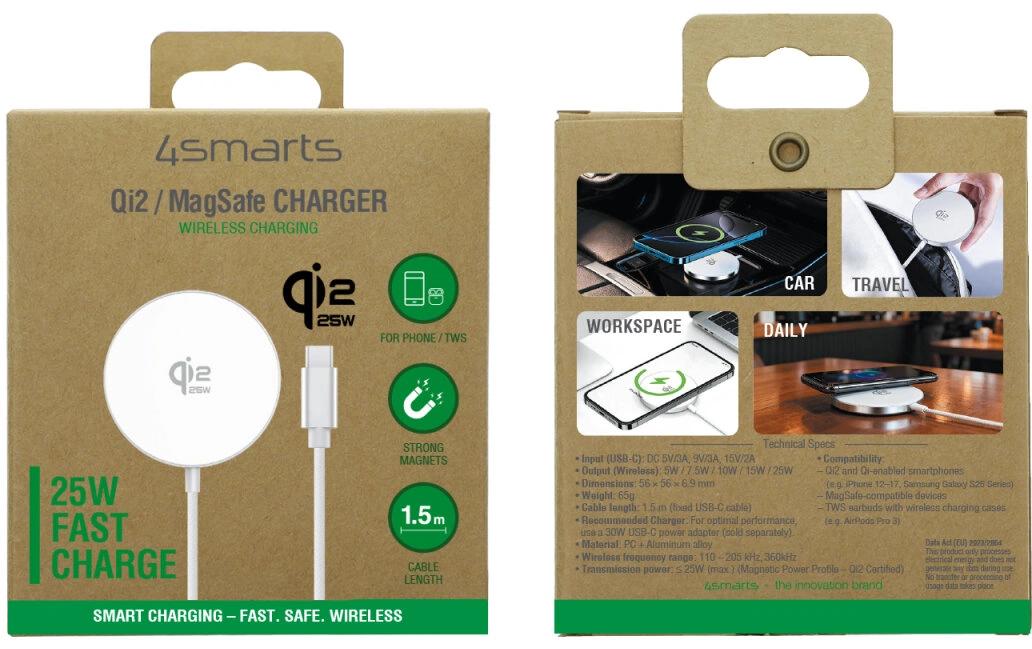 4smarts Qi2 25W MagSafe 1.5m, Weiss
